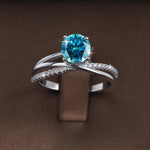【#181】(Celestine)925 Sterling Silver Synthetic Moissanit Ring