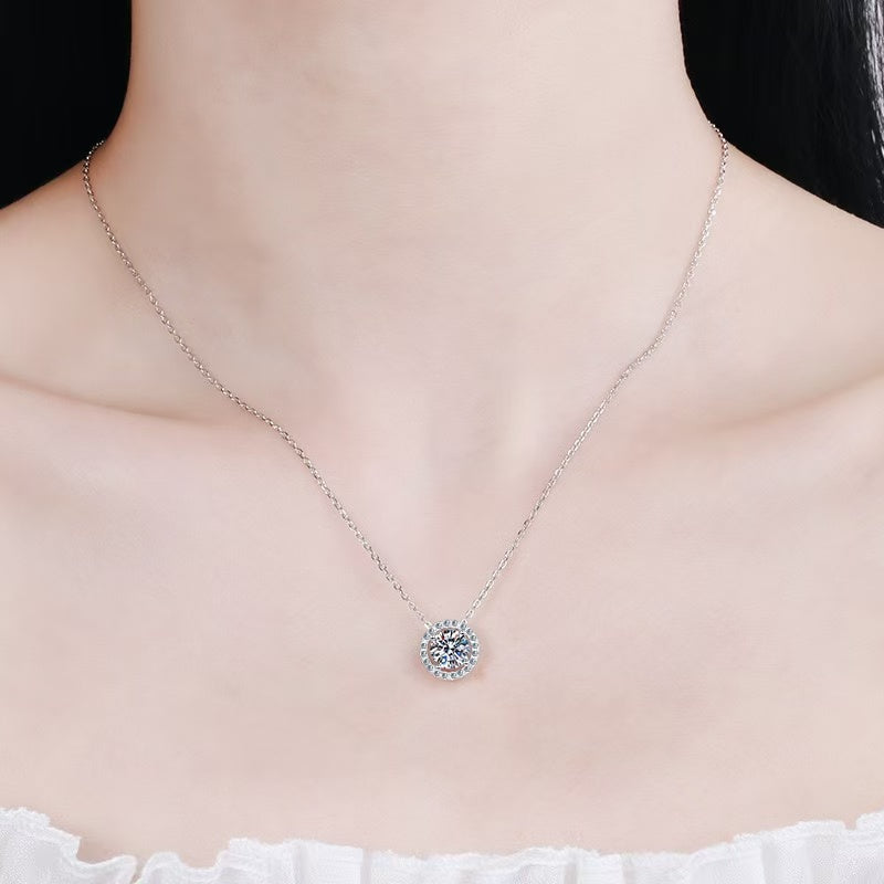 【#A318】(Leo)925 Sterling Silver Synthetic Moissanite Necklace