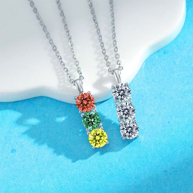 【#A323】(Toms)925 Sterling Silver Synthetic Moissanite Necklace