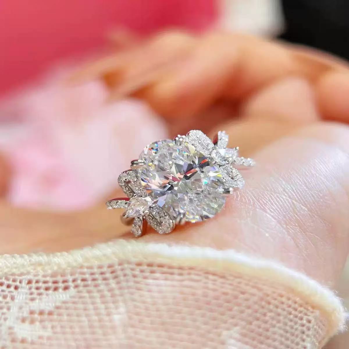【#514】(Magee)925 Sterling Silver Synthetic Moissanite Ring
