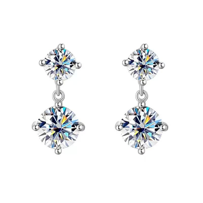 【#A348】(Jamie)925 Sterling Silver Synthetic Moissanite Earrings