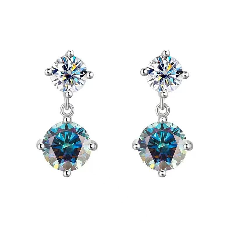 【#A348】(Jamie)925 Sterling Silver Synthetic Moissanite Earrings
