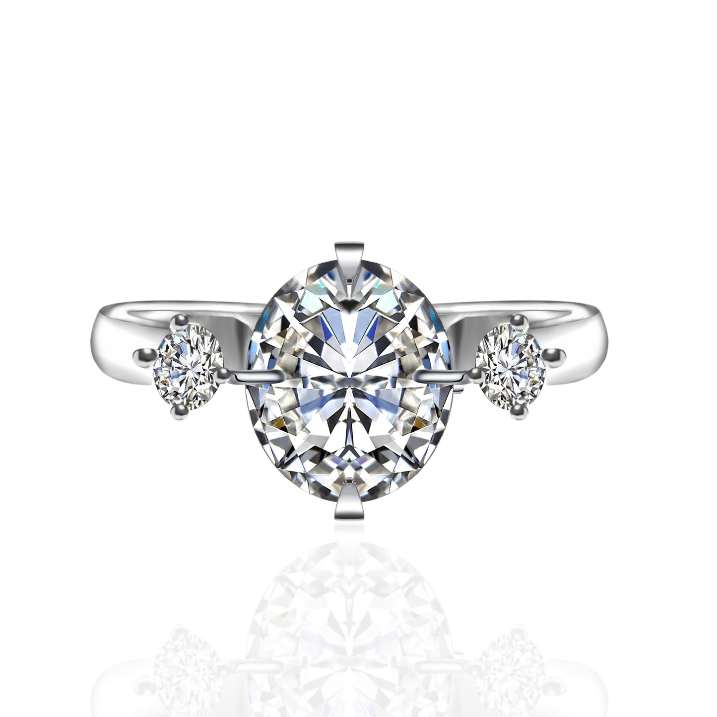 【#36】(Coral) 925 Sterling Silver Synthetic Moissanite ring