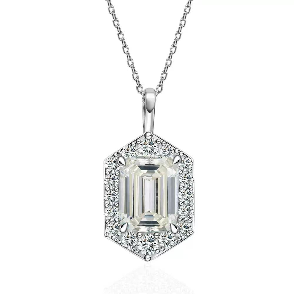 【#487】(Michell)925 Sterling silver Synthetic Moissanite Necklace