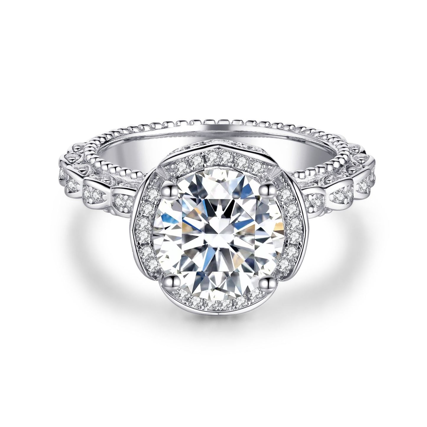 【#05】(Rose Garden)925 Sterling Silver Synthetic Moissanite rings