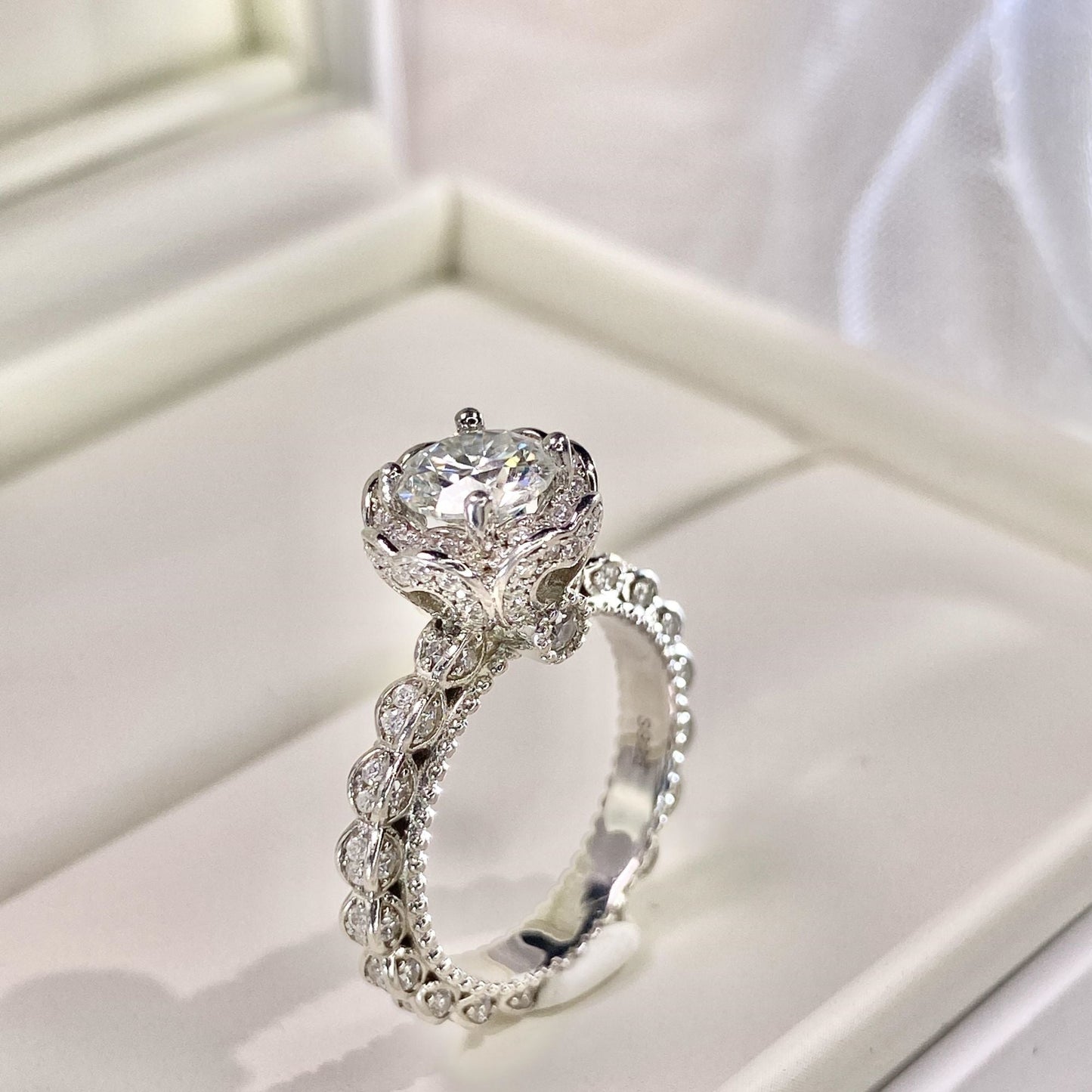 【#05】(Rose Garden)925 Sterling Silver Synthetic Moissanite rings