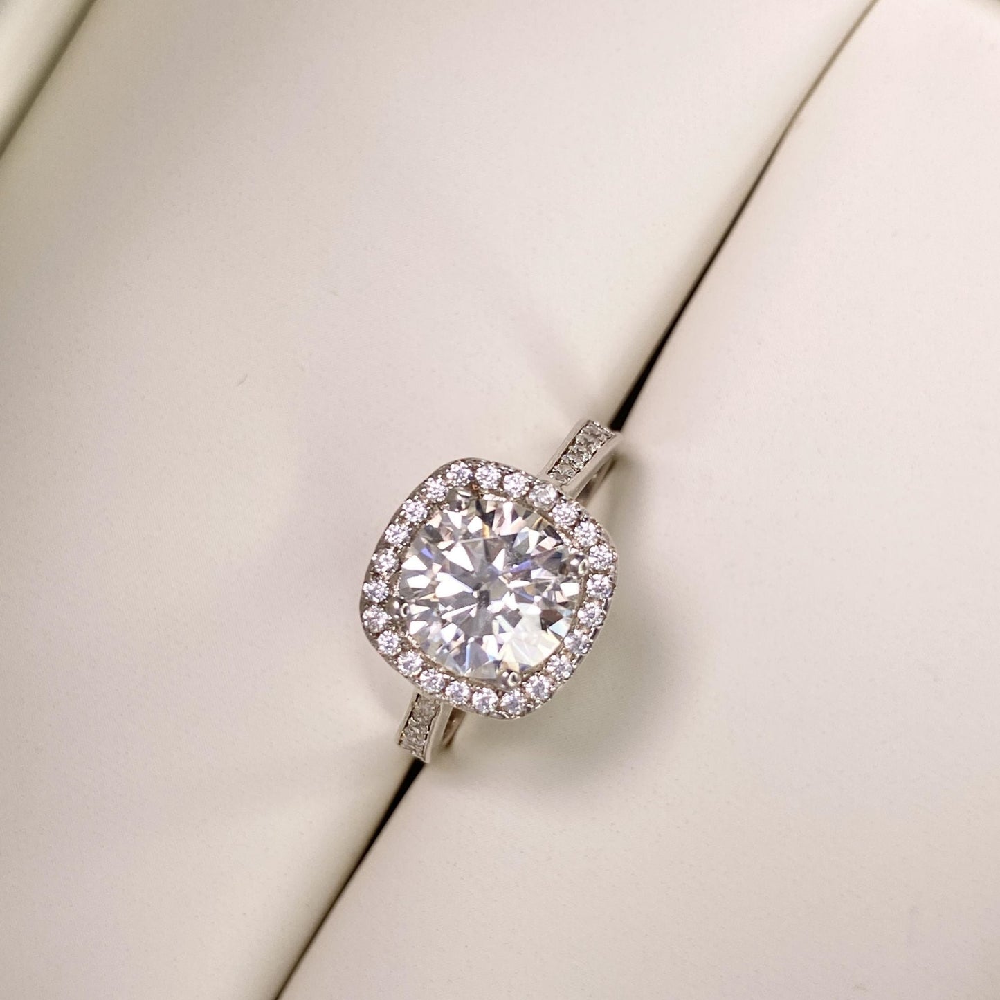 【#01】(Princess)925 Sterling Silver Synthetic Moissanite rings