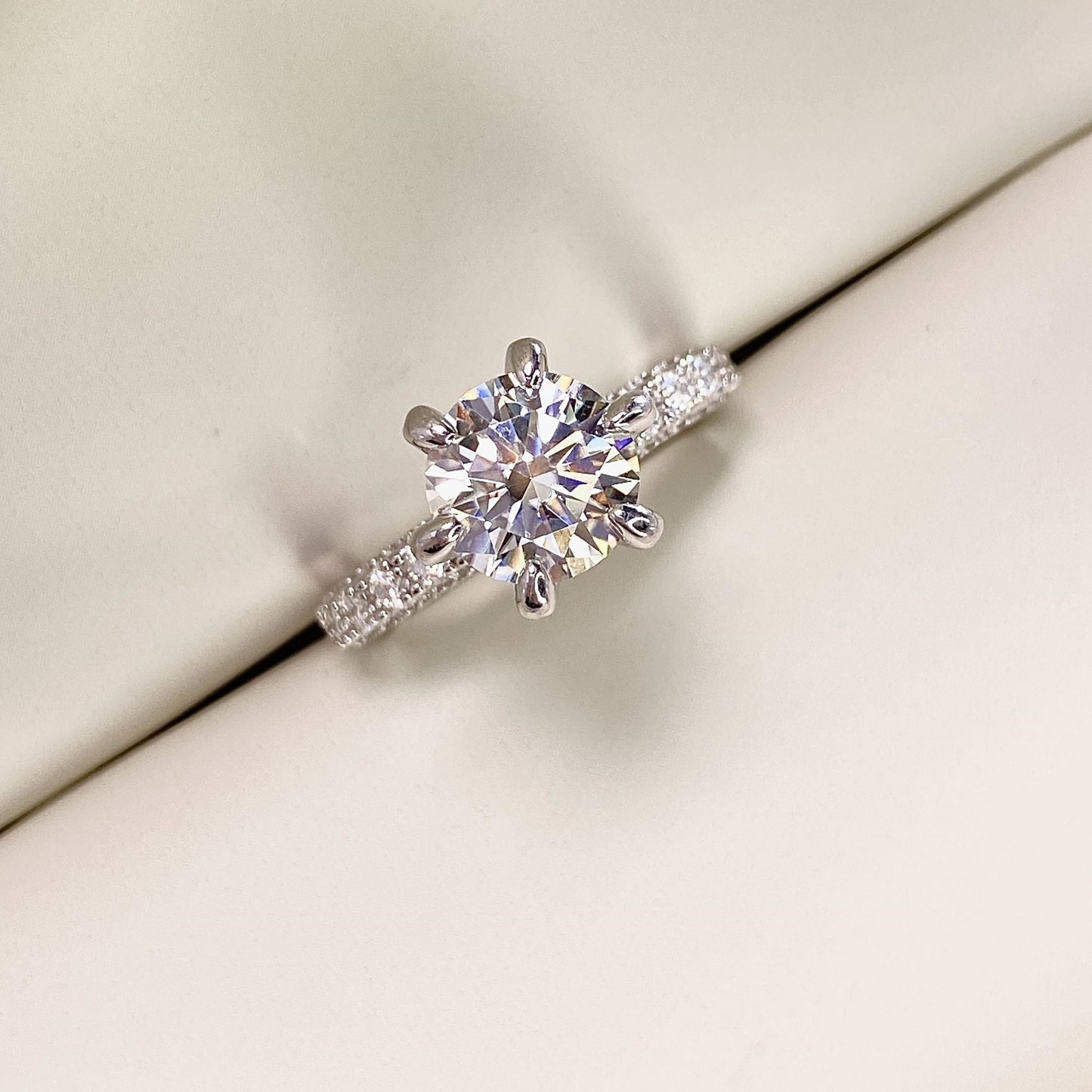 【#17】(Moonlight)925 Sterling Silver Synthetic Moissanite rings
