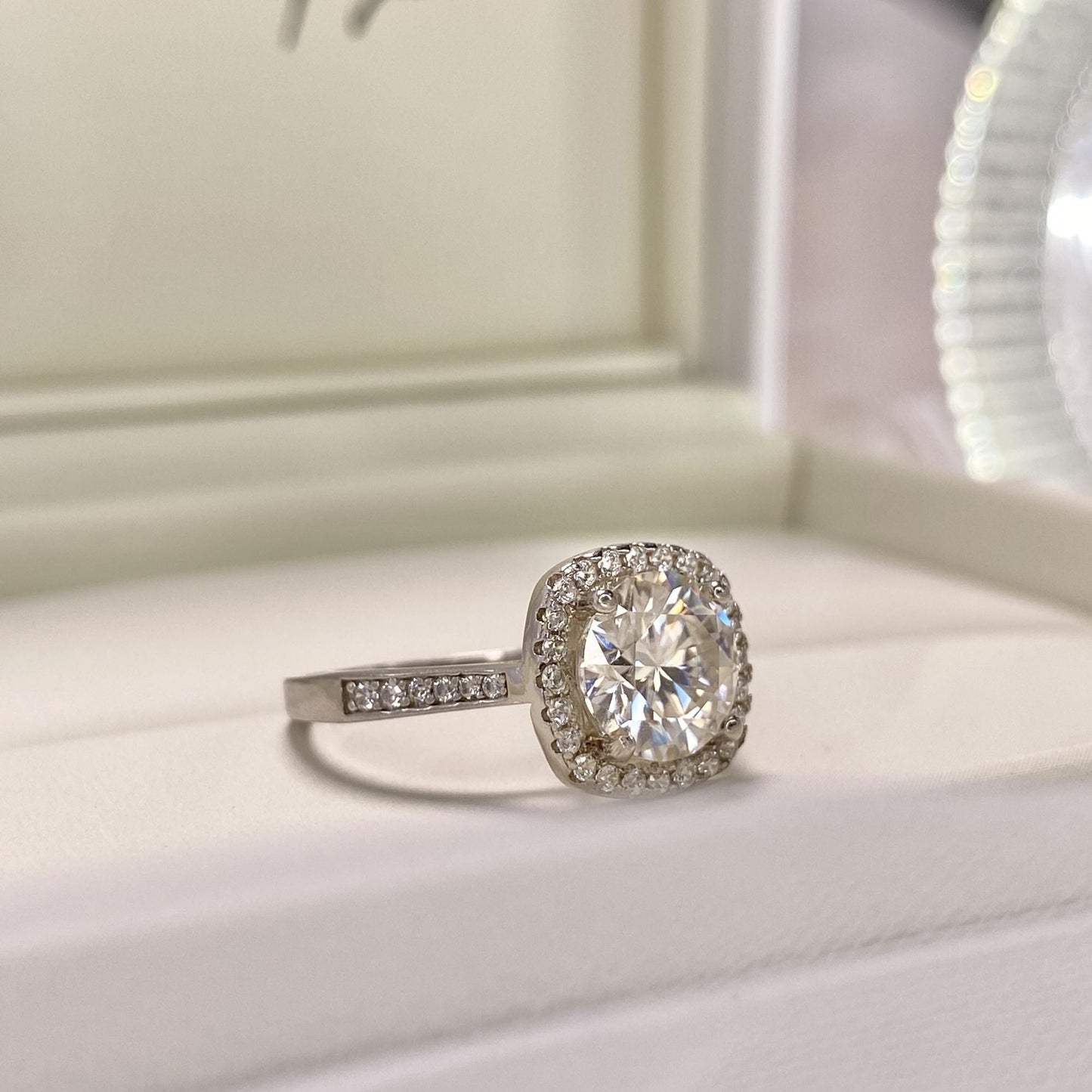 【#01】(Princess)925 Sterling Silver Synthetic Moissanite rings