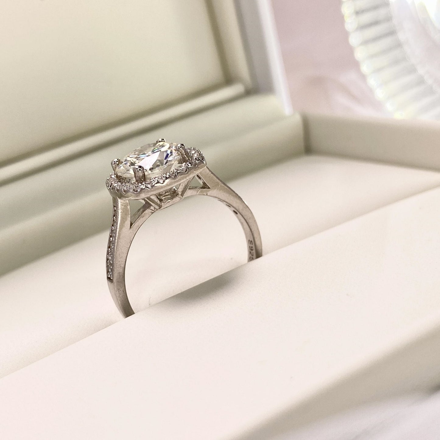 【#01】(Princess)925 Sterling Silver Synthetic Moissanite rings