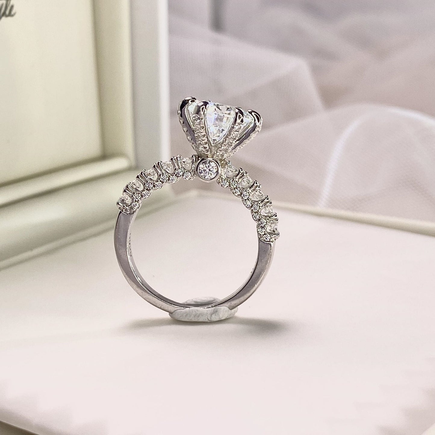 【#17】(Moonlight)925 Sterling Silver Synthetic Moissanite rings