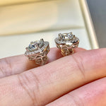 【#18】(Princess earrings)925 Sterling Silver Moissanite rings