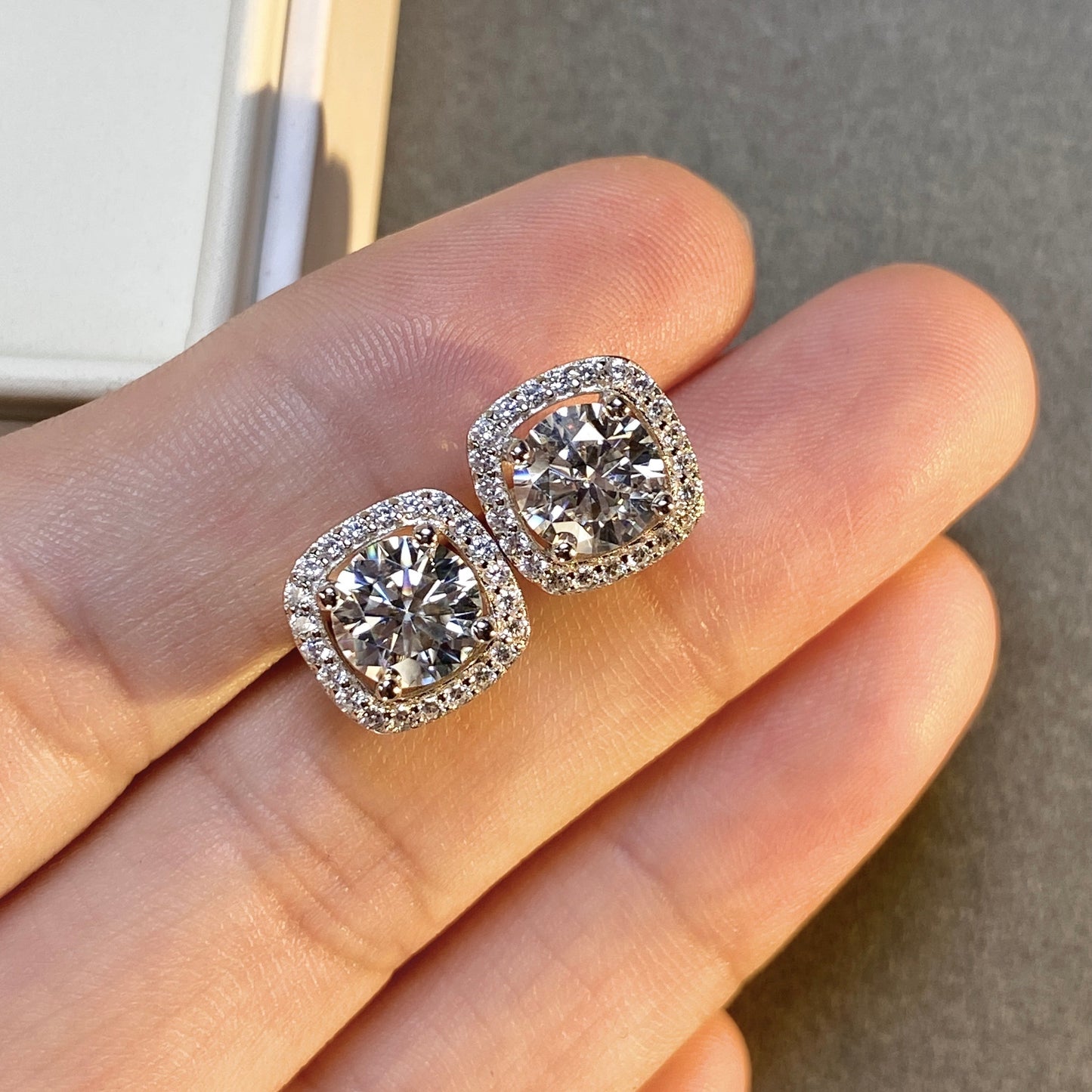 【#18】(Princess earrings)925 Sterling Silver Moissanite rings