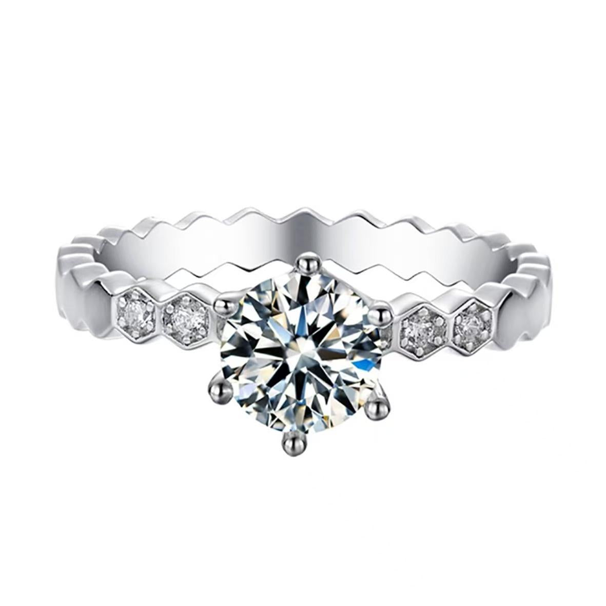 【#A276】(Gabby) 925 Sterling Silver Synthetic Moissanite Ring