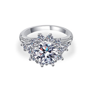 【#JZ151】(Sunflower) 925 Sterling Silver Synthetic Moissanite ring