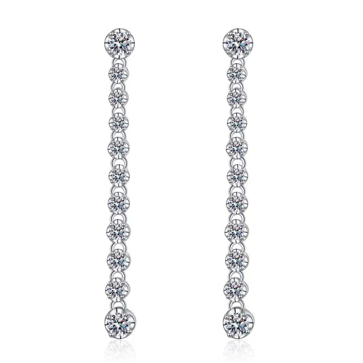 【#155】(Paulina)925 Sterling Silver Synthetic Moissanite Earrings