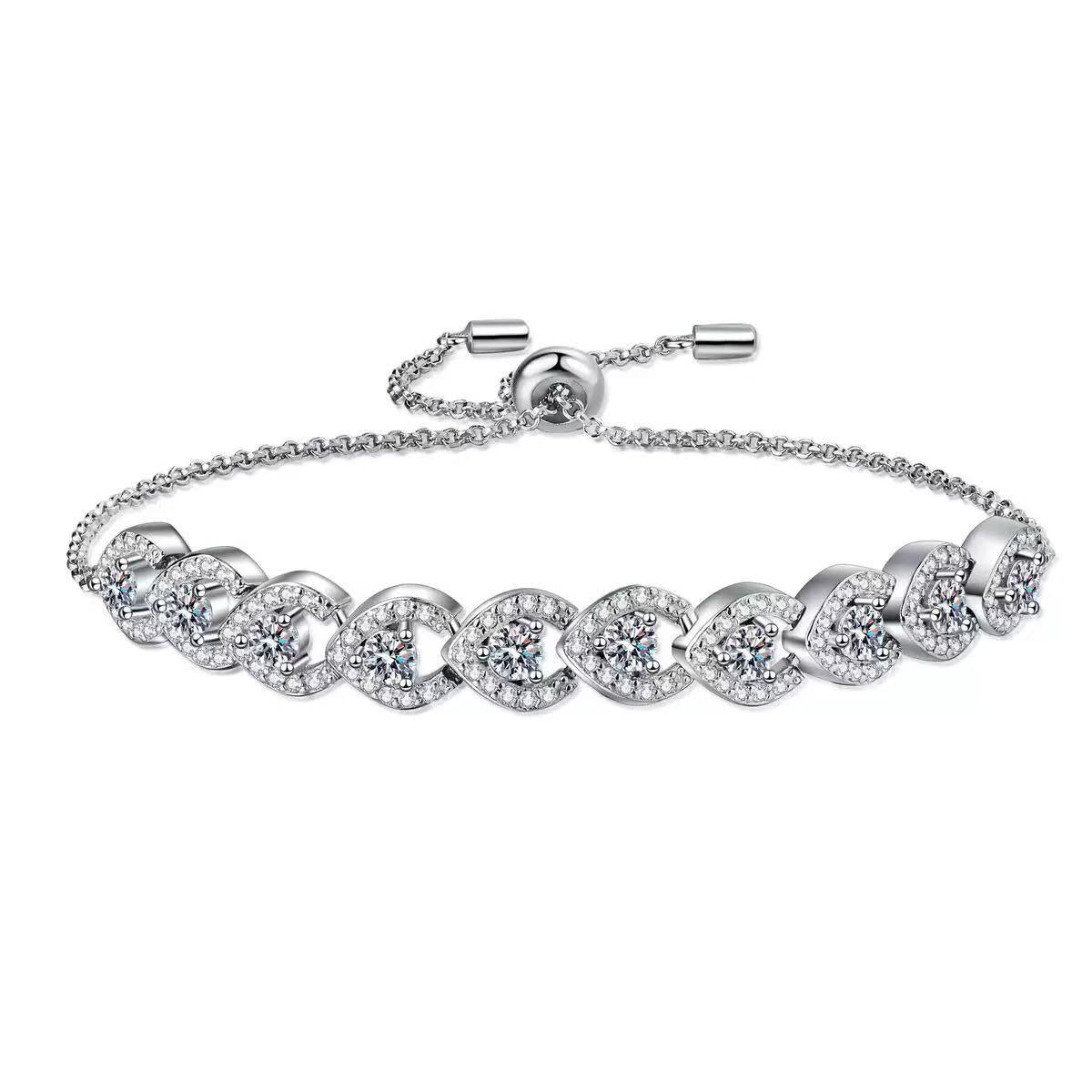 【#156】(Chaya)925 Sterling Silver Synthetic Moissanite Bracelet
