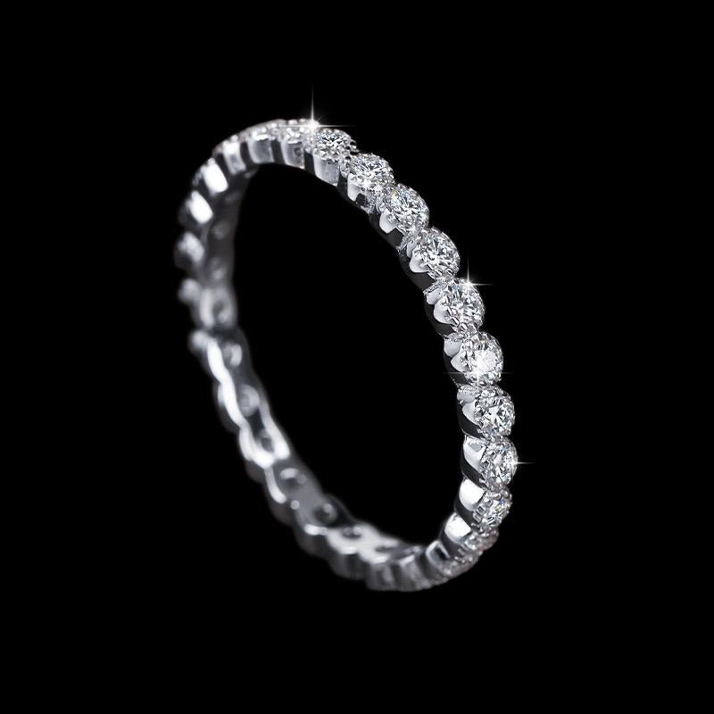 【#178】(Christine)925 Sterling Silver Synthetic Moissanit Ring