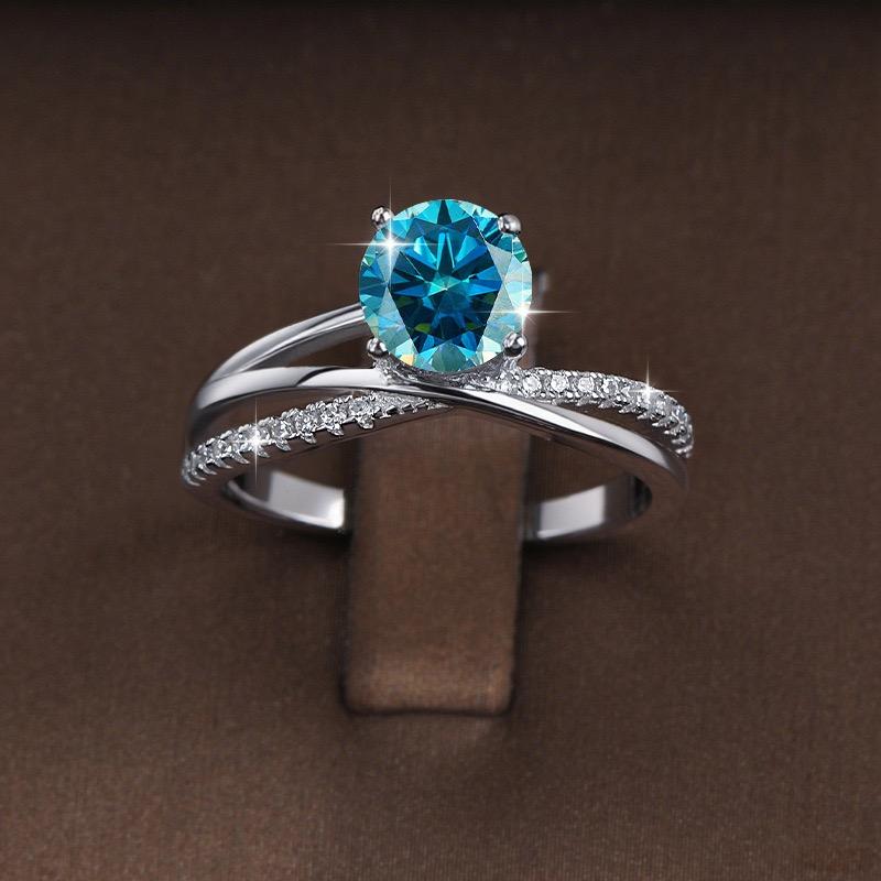 【#181】(Celestine)925 Sterling Silver Synthetic Moissanit Ring