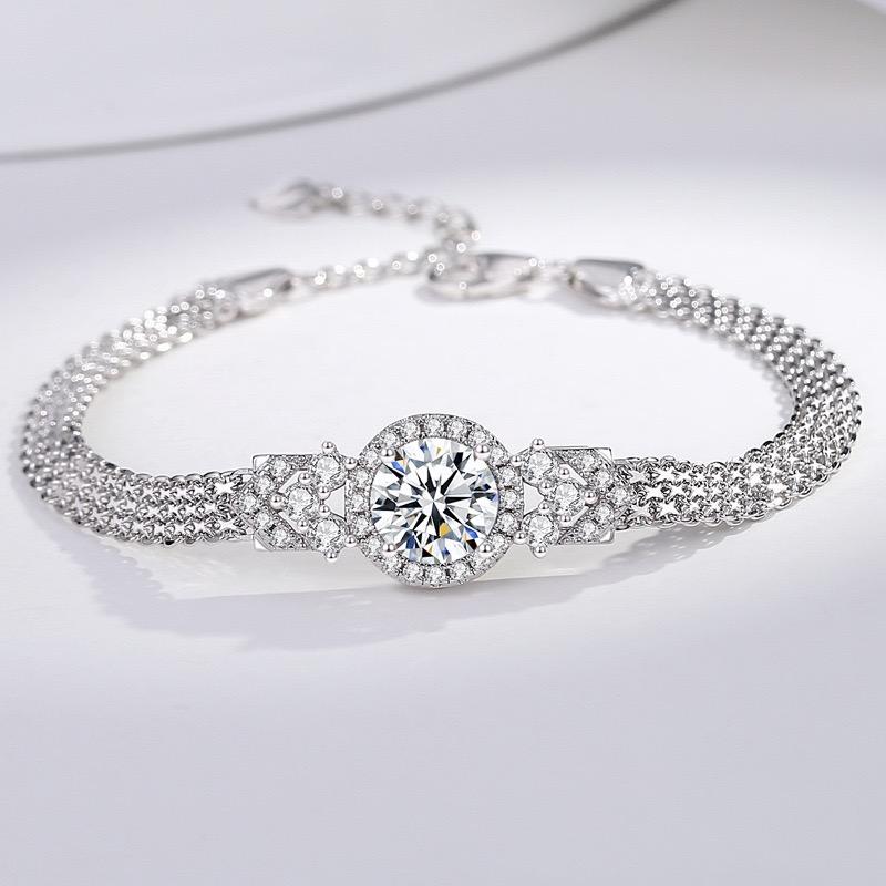 【#186】(Clara) 925 Sterling Silver Synthetic Moissanite Bracelet