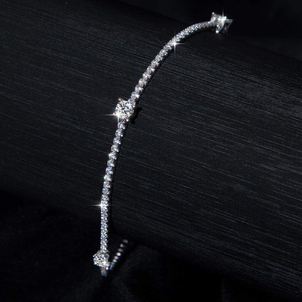 【#187】(Christina) 925 Sterling Silver Synthetic Moissanite Bracelet