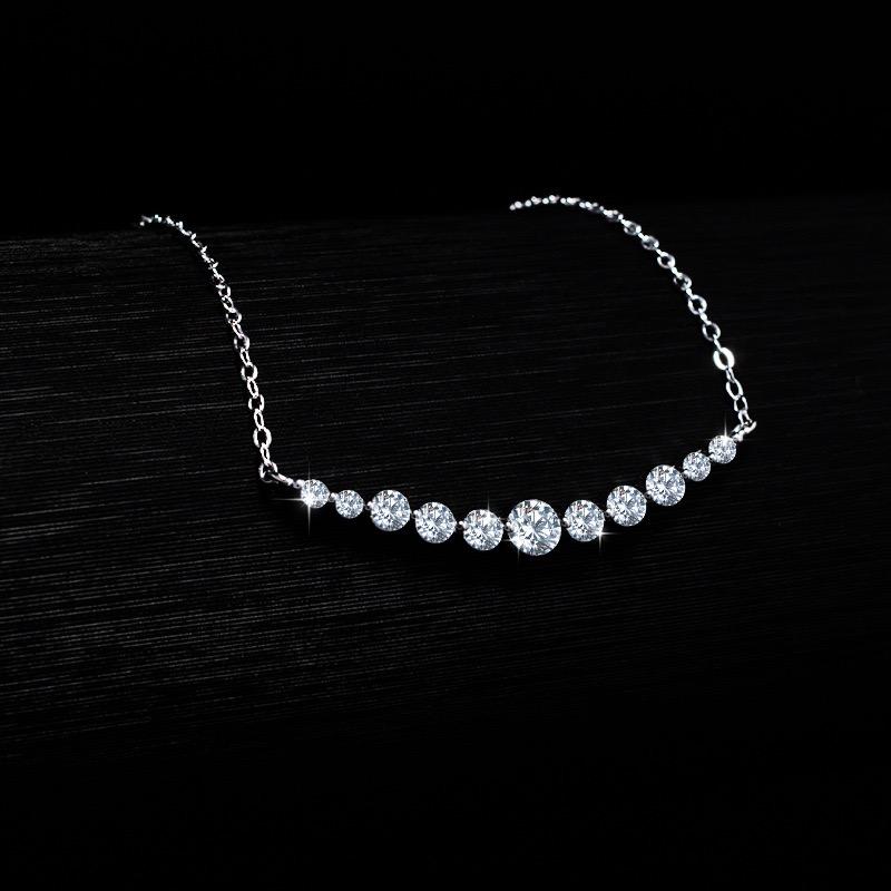 【#195】(Dreamy) 925 Sterling Silver Synthetic Moissanite Necklace