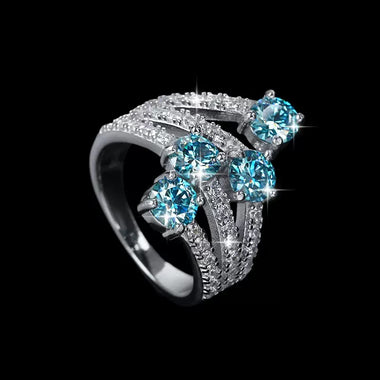 【#48】(Erica)925 Sterling Silver Synthetic Moissanite Ring