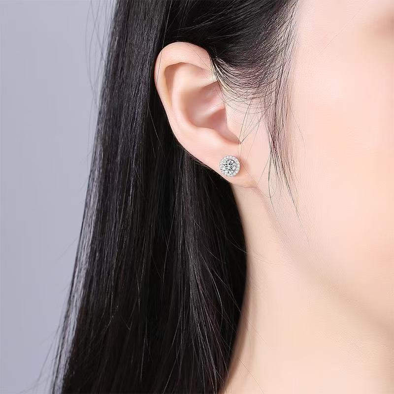 【#A316】(Greta)925Sterling Silver Synthetic Moissanite Earrings