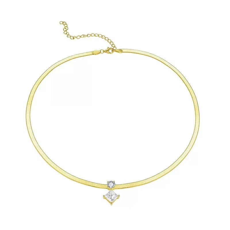 【#503】(Maddox)925 Sterling Silver Synthetic Moissanite Necklace