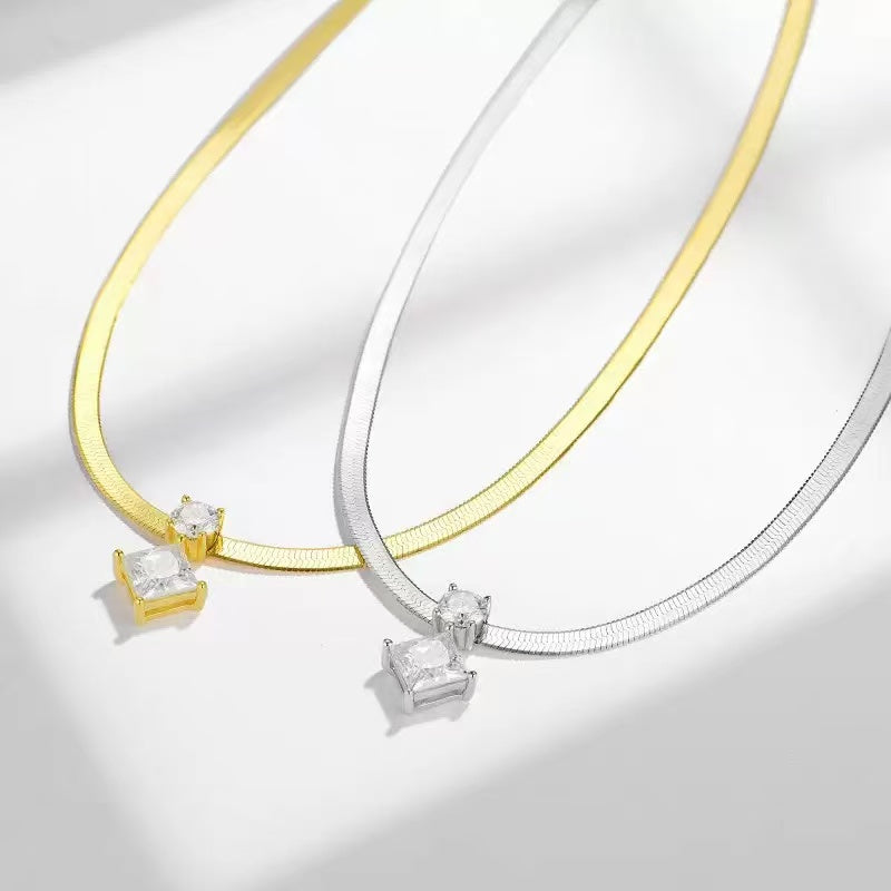 【#503】(Maddox)925 Sterling Silver Synthetic Moissanite Necklace