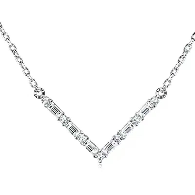 【#500】(Mitchell)925 Sterling Silver Synthetic Moissanite Necklace