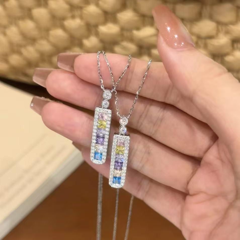 【#H243】(Ethel)925 Sterling Silver Synthetic Moissanite Necklace