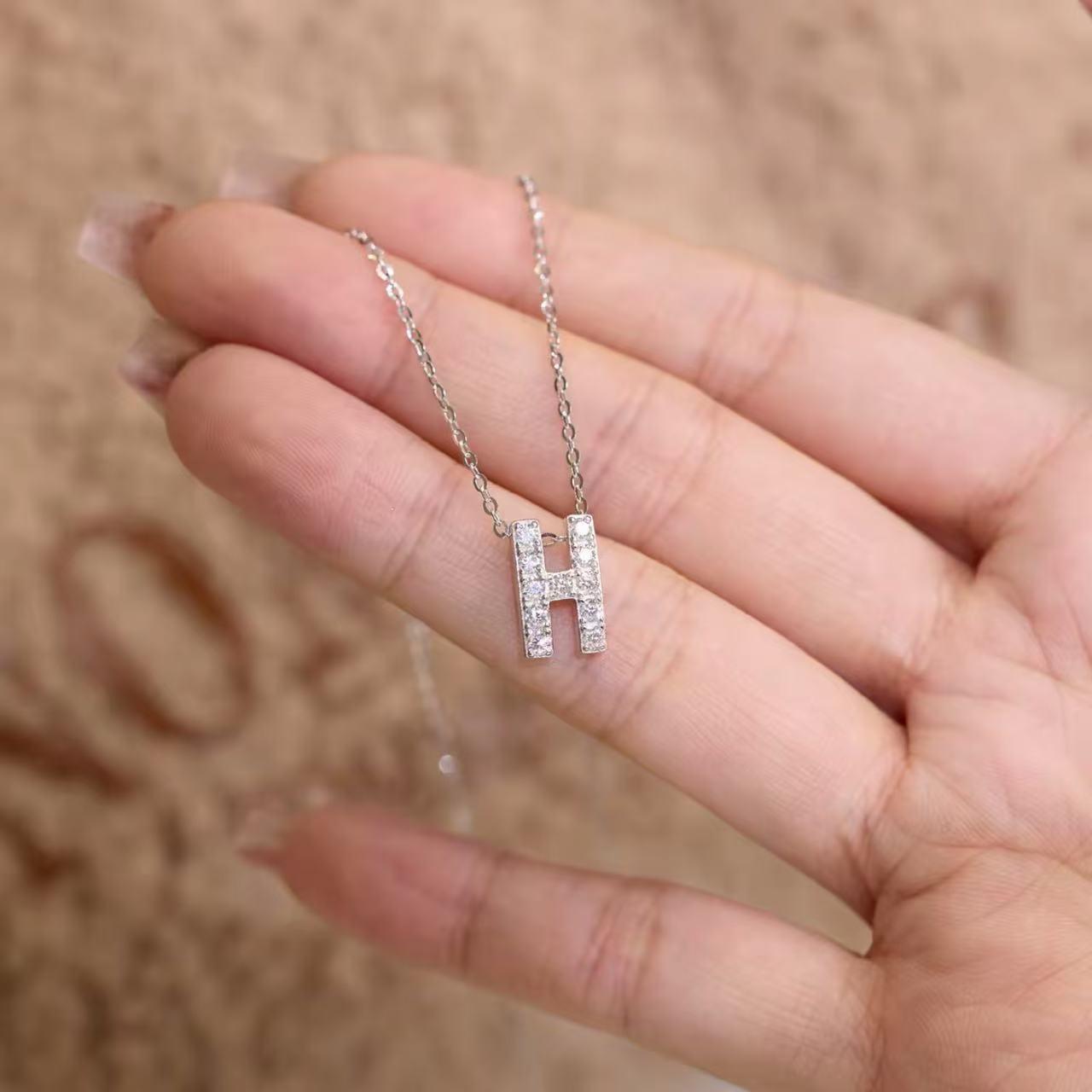 【#H254】(Fabian)925 Sterling Silver Synthetic Moissanite Necklace