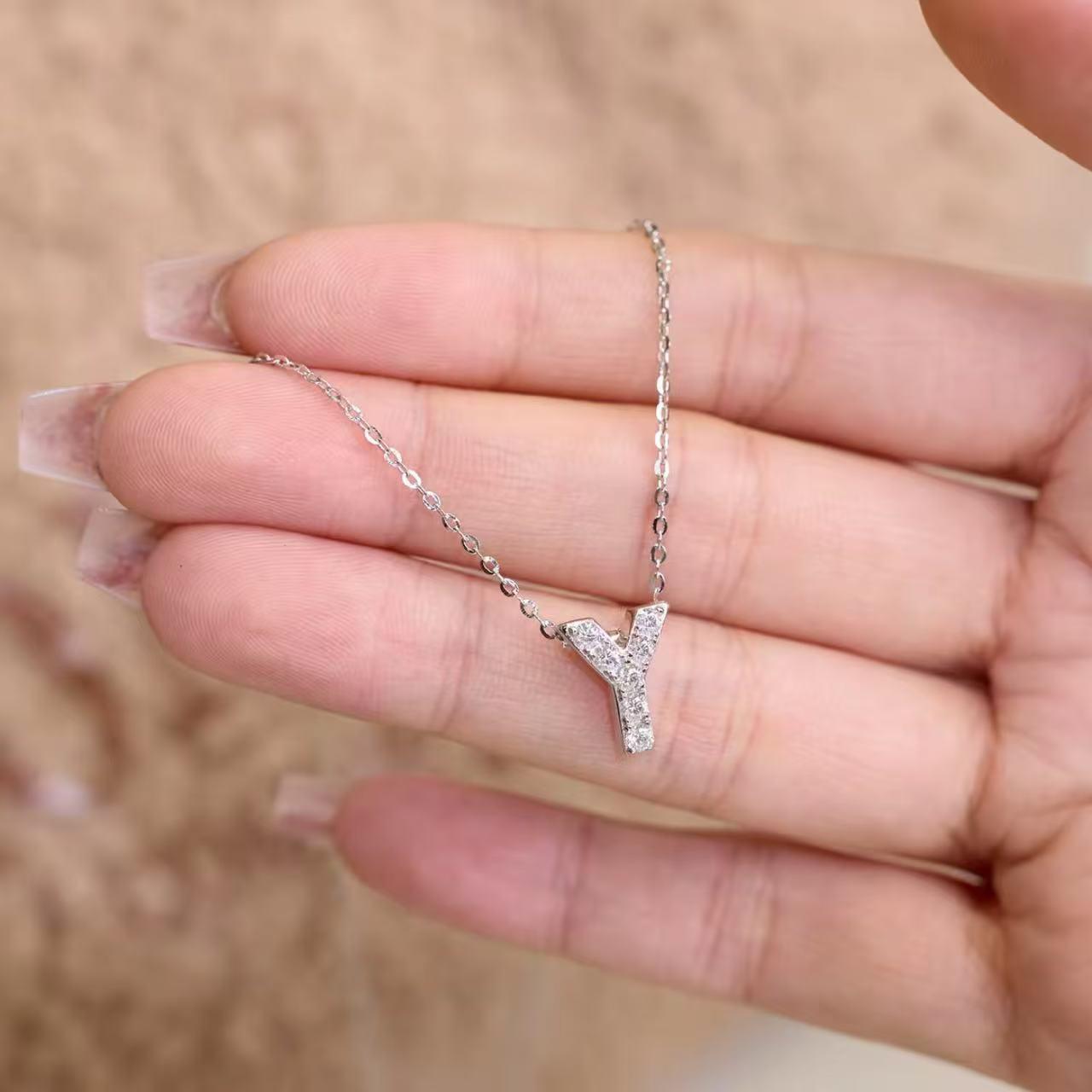 【#H254】(Fabian)925 Sterling Silver Synthetic Moissanite Necklace