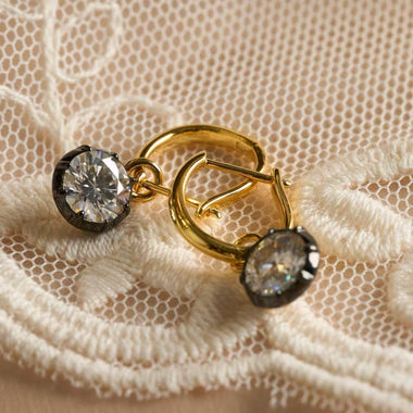 【#M259】(Clover)925Sterling Silver Synthetic Moissanite Earrings