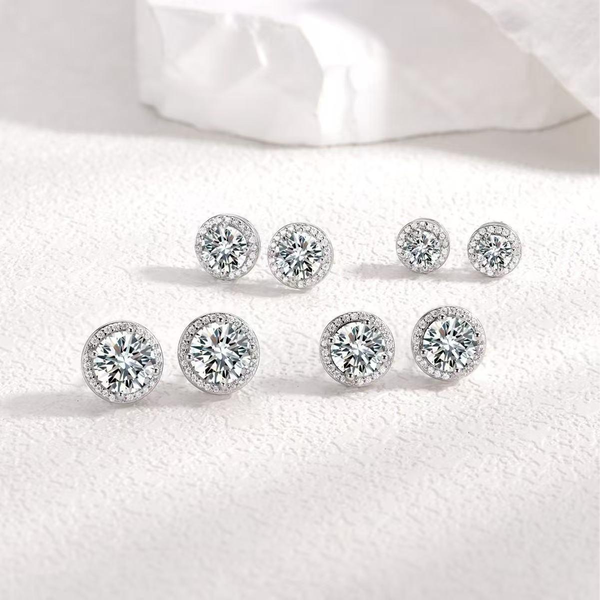 【#A302】(Madeline)925 Sterling Silver Synthetic Moissanite earrings