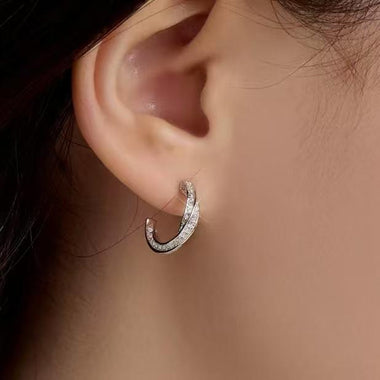 【#H305】(Maya)925 Sterling Silver Synthetic Moissanite earrings