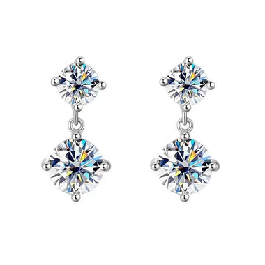 【#A348】(Jamie)925 Sterling Silver Synthetic Moissanite Earrings