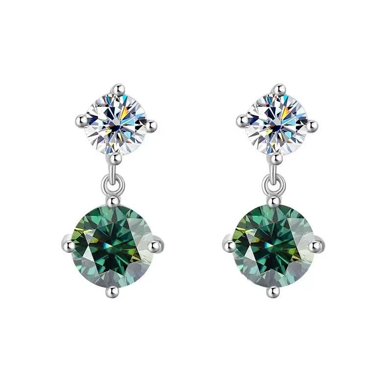 【#A348】(Jamie)925 Sterling Silver Synthetic Moissanite Earrings