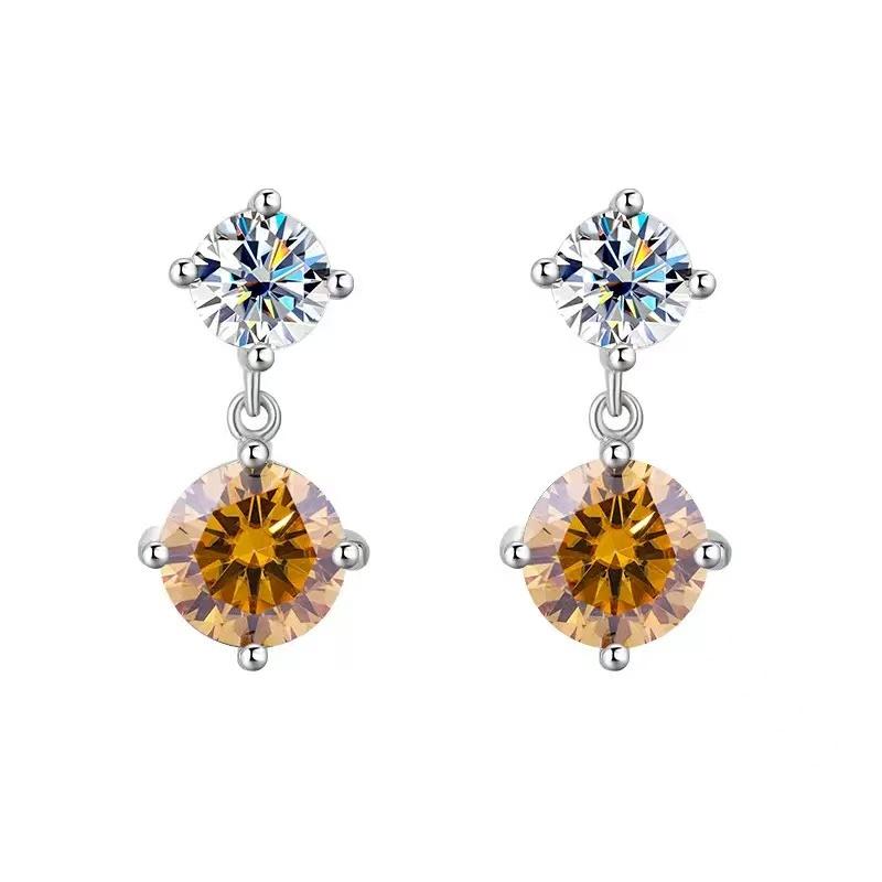 【#A348】(Jamie)925 Sterling Silver Synthetic Moissanite Earrings