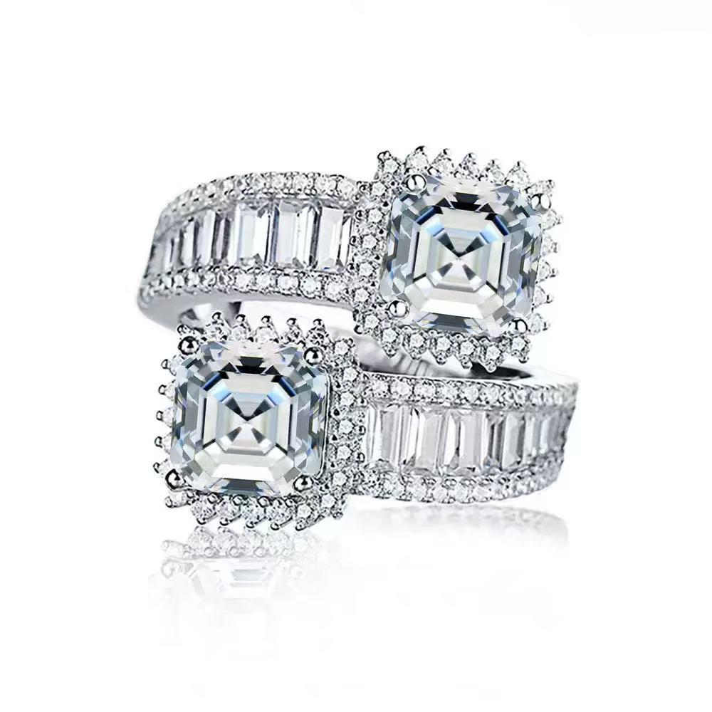 【#A351】(Jesse‌)925 Sterling Silver Synthetic Moissanite Rings