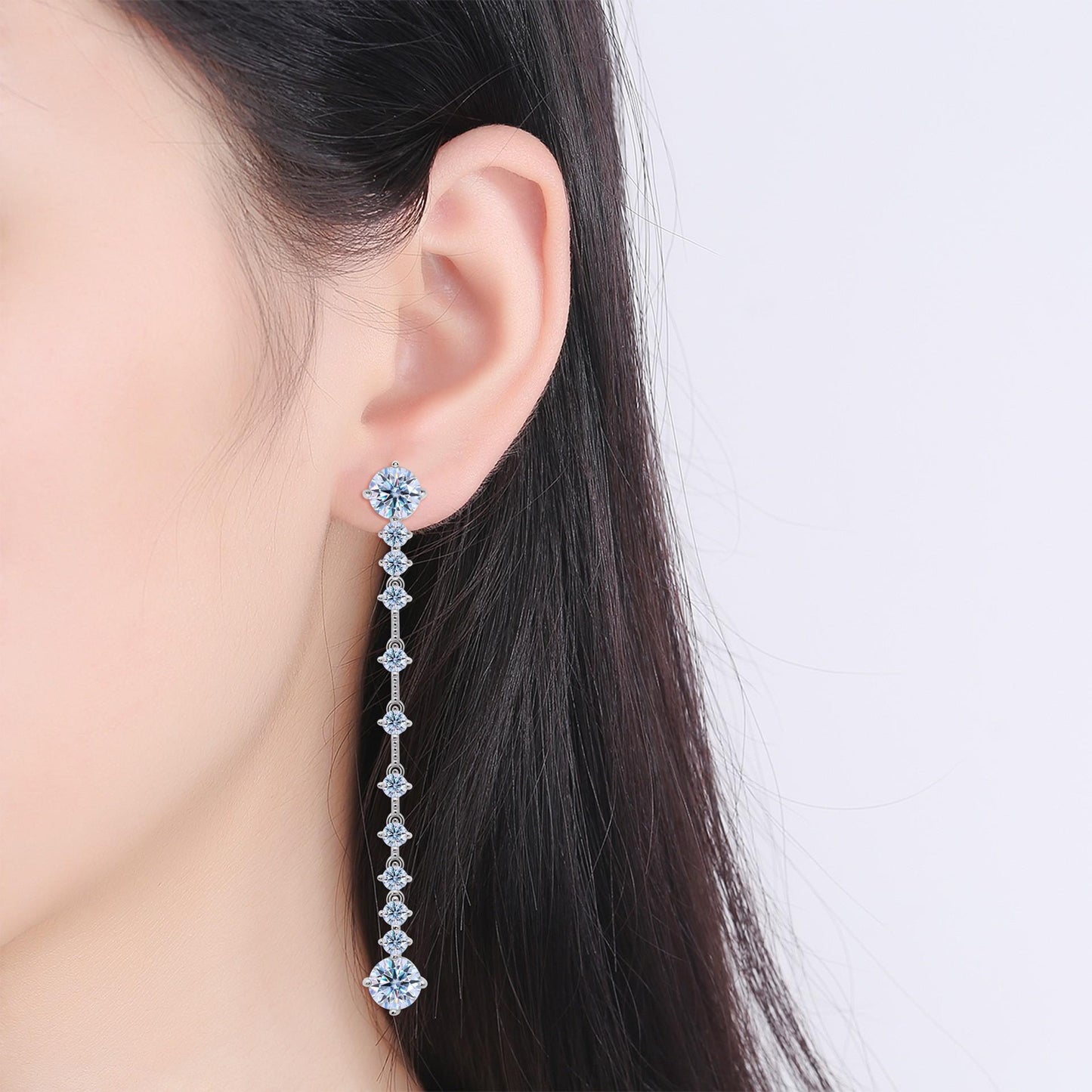 【#A540】(Hollis)925Sterling Silver Synthetic Moissanite earrings