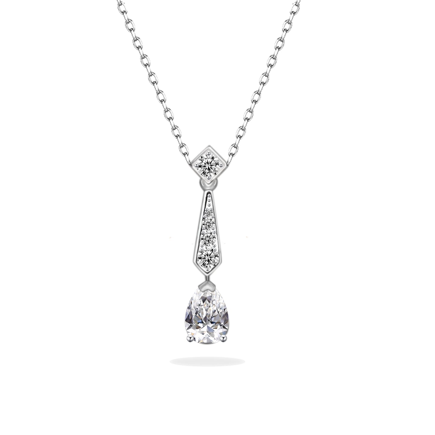 【#50】(Amber)925 Sterling Silver Synthetic Moissanite Necklace