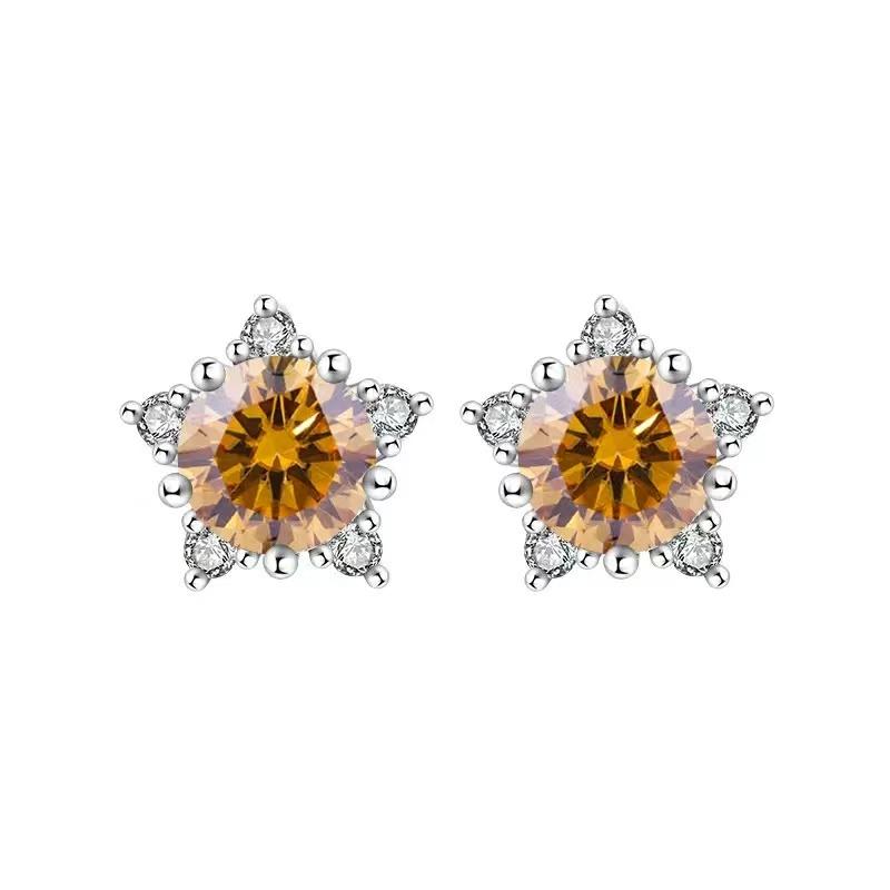【#A570】(Vanessa)925 Sterling Silver Synthetic Moissanite earrings