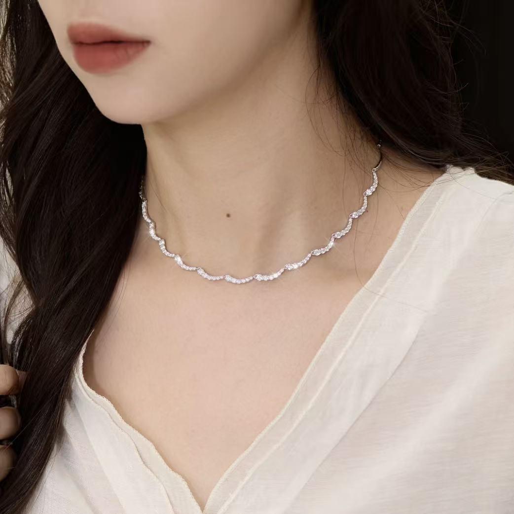 【#H577】(Alva)925 Sterling Silver Synthetic Moissanite Necklace