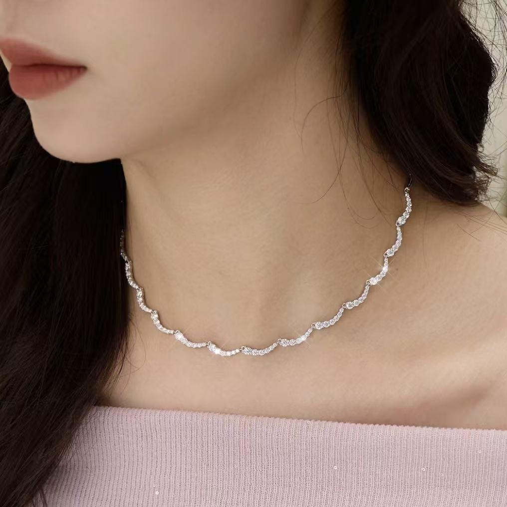 【#H577】(Alva)925 Sterling Silver Synthetic Moissanite Necklace