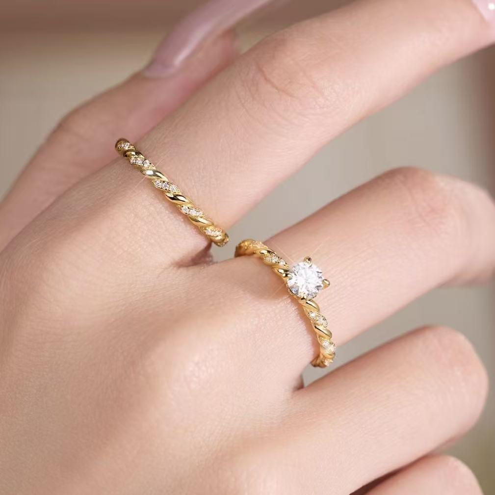 【#H582】(viola) 925 Sterling Silver Synthetic Moissanite rings