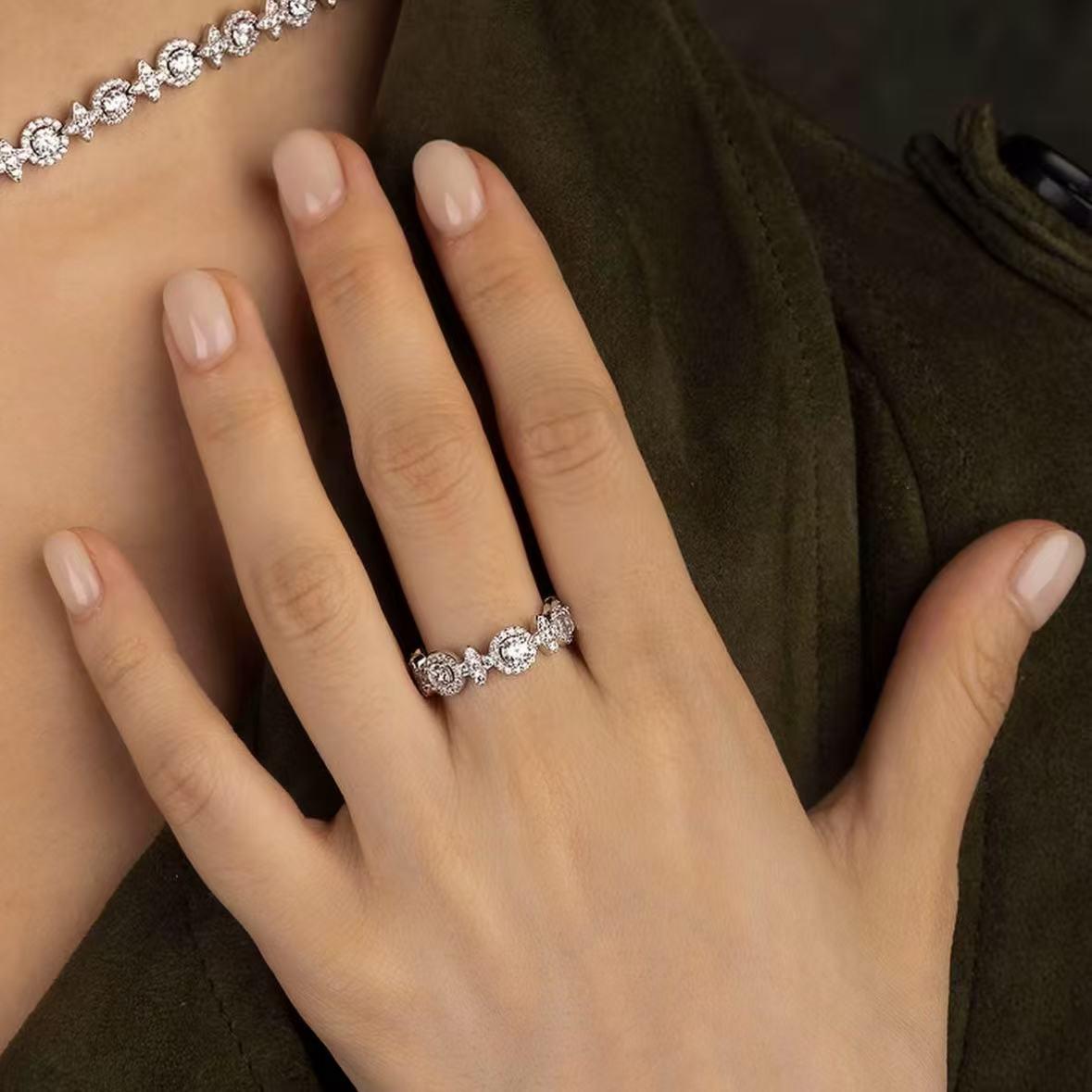 【#H583】(Cian) 925 Sterling Silver Synthetic Moissanite rings