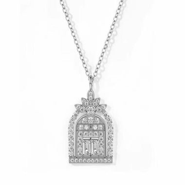【#H413】(Nelu)925 Sterling Silver Synthetic Moissanite Necklace