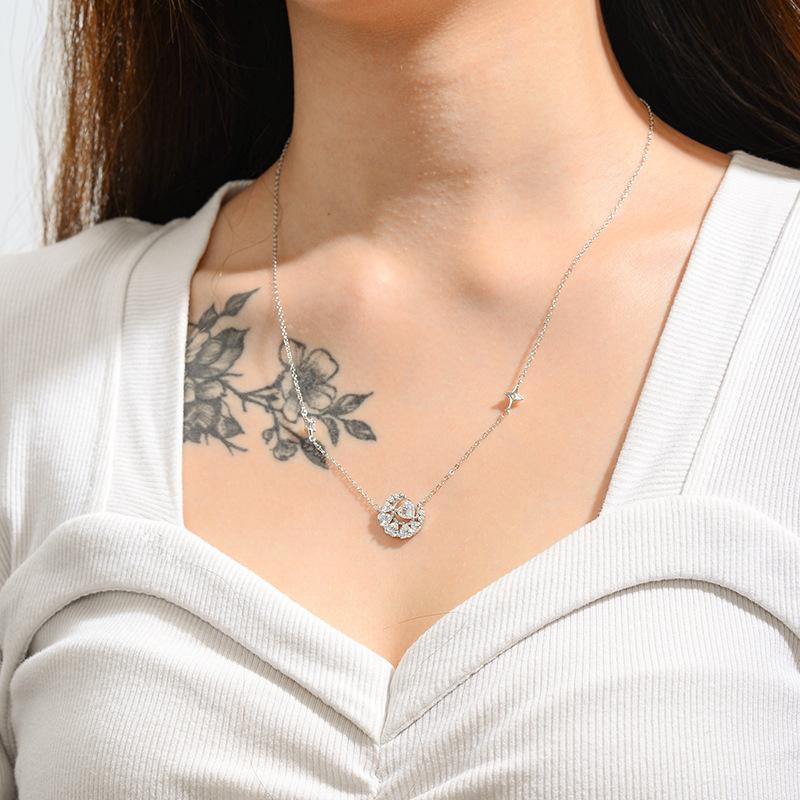 【#A541】 (Watts) 925 Sterling Silver Synthetic Moissanite Necklace
